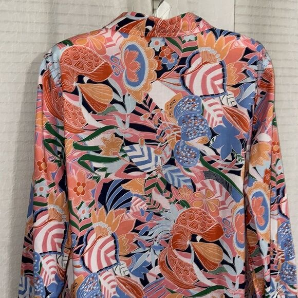 TALBOTS L Marvelous Floral Long Sleeve Modern Classic Cotton Shirt - Picture 7 of 11